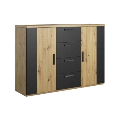 Chest of drawers 2D4S SIGMA oak artisan / black supermat